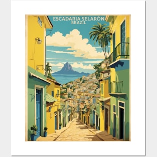 Escadaria Selaron Brazil Vintage Tourism Travel Poster Posters and Art